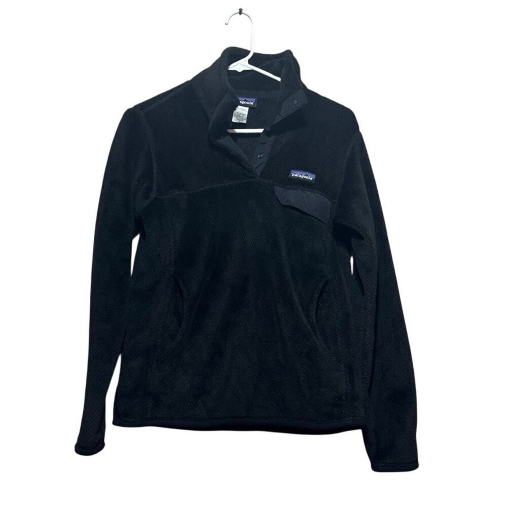 Patagonia Re-Tool Snap-T Fleece Pullover Womens Small Black Polartec Retro